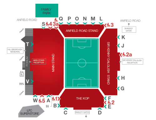 Anfield Stadium map